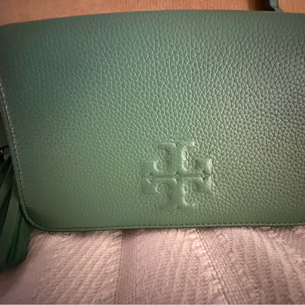 Tory Burch Emerald Green Pebbled Leather Crossbody-NEW!!